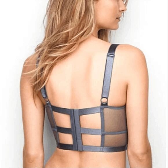 Victoria’s Secret Very Sexy Gray Silver Sparkle Lined Balconet Bra Top 34C - Picture 9 of 10